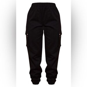 NWOT Pretty Little Thing Petite Black Pocket Detail Cargo Pant Size 00 / XXS